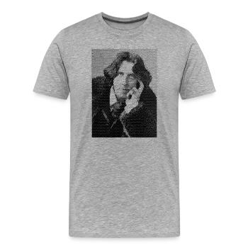 Oscar Wilde Halbtonporträt - Männer Premium Bio T-Shirt - Grau meliert - Vorne - Damien (186cm)