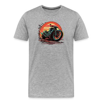 Sport-Moto-Motor in Blautönen und fährt schnell bei Sonnenuntergang - Männer Premium Bio T-Shirt - Grau meliert - Vorne - Damien (186cm)