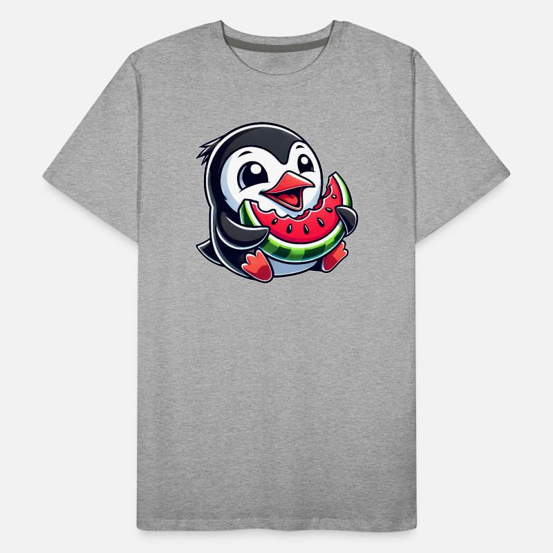 Pingouin avec pastèque fruit d’été T-shirt bio Premium Homme