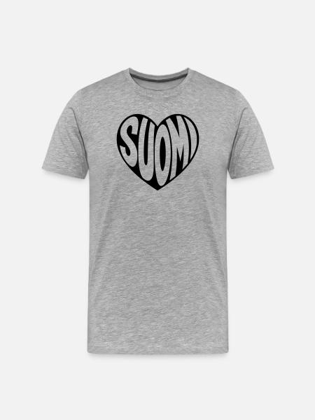 Suomi Finland Heart Typo - Men's Premium Organic T-Shirt - heather grey