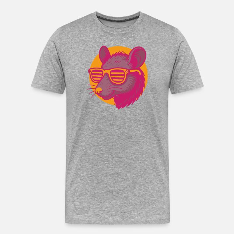 Ratte mit Sonnenbrille - Männer Premium Bio T-Shirt - Grau meliert