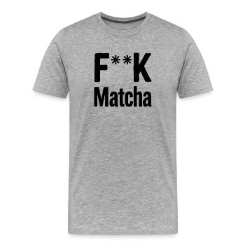 Attitude de matcha de - T-shirt bio Premium Homme - gris chiné - Devant - Damien (186cm)