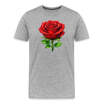 Rote Rosen-Eleganz - Männer Premium Bio T-Shirt - Grau meliert - Vorne - Damien (186cm)