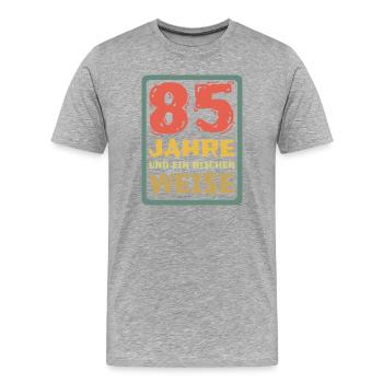 Weisheit 85 - Männer Premium Bio T-Shirt - Grau meliert - Vorne - Damien (186cm)