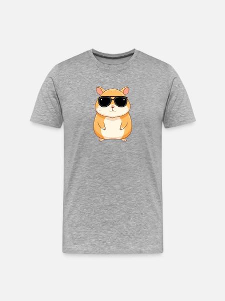 Hamster Glam Dark Glasses - Männer Premium Bio T-Shirt - Grau meliert