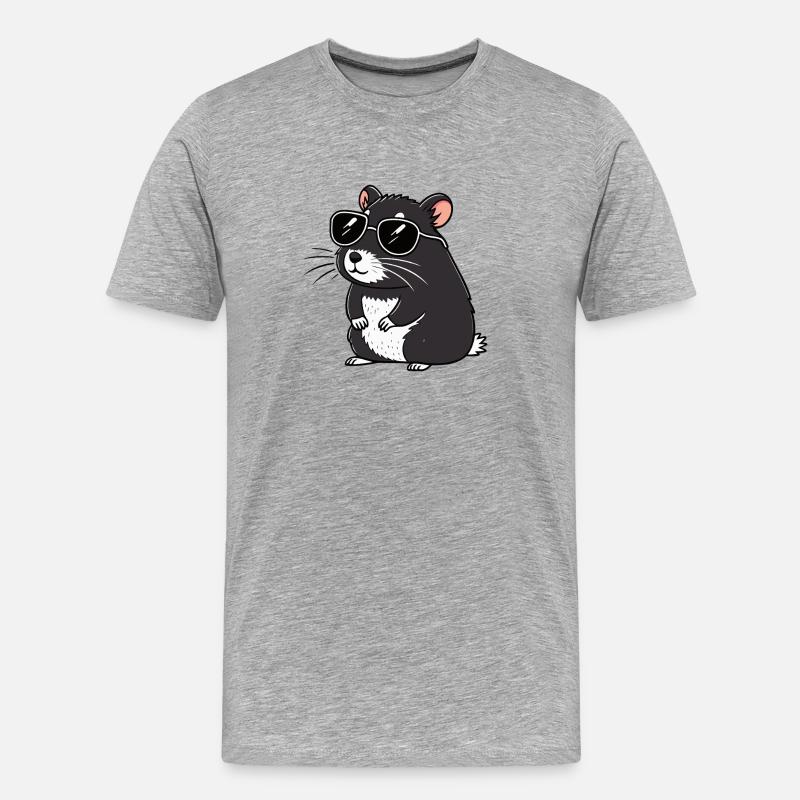 Hmster-chic dunkle Brille - Männer Premium Bio T-Shirt - Grau meliert