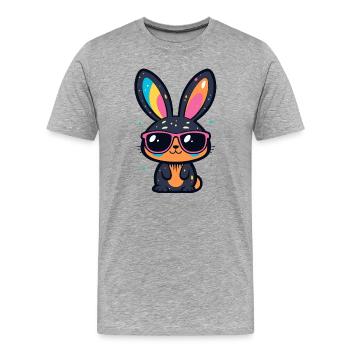 Lapin Party Lunettes cool - T-shirt bio Premium Homme - gris chiné - Devant - Damien (186cm)