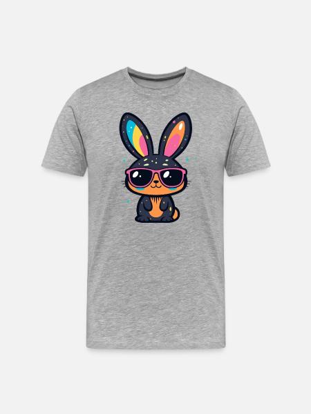 Hasenparty Coole Brillen - Männer Premium Bio T-Shirt - Grau meliert