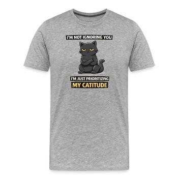 Katitude-Priorität: Ich ignoriere dich nicht - Männer Premium Bio T-Shirt - Grau meliert - Vorne - Damien (186cm)
