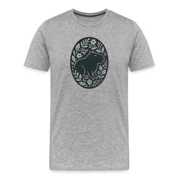 Capybara | Blumenwald Folk Art - Männer Premium Bio T-Shirt - Grau meliert - Vorne - Damien (186cm)