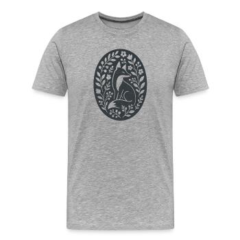 Fuchs | Waldtiere Blumen Folk Art - Männer Premium Bio T-Shirt - Grau meliert - Vorne - Damien (186cm)