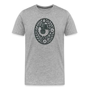 Huhn | Bauernhof Blumen Folk Art - Männer Premium Bio T-Shirt - Grau meliert - Vorne - Damien (186cm)