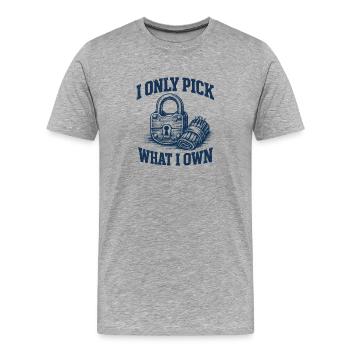 Seulement ce qui m’appartient | Déclaration Locksport - T-shirt bio Premium Homme - gris chiné - Devant - Damien (186cm)