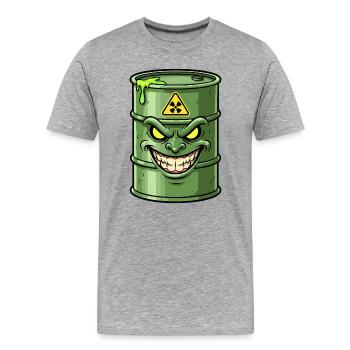 Grüne Barrel mit grimmigem Grinsen - Männer Premium Bio T-Shirt - Grau meliert - Vorne - Damien (186cm)