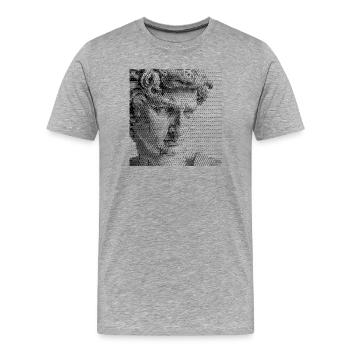 Portrait en demi-teinte de David Michelangelo - T-shirt bio Premium Homme - gris chiné - Devant - Damien (186cm)