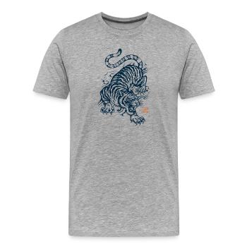 Tiger, Japanische Ästhetik - Männer Premium Bio T-Shirt - Grau meliert - Vorne - Damien (186cm)