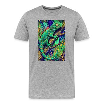 Gecko - Männer Premium Bio T-Shirt - Grau meliert - Vorne - Damien (186cm)