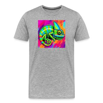 caméléon - T-shirt bio Premium Homme - gris chiné - Devant - Damien (186cm)
