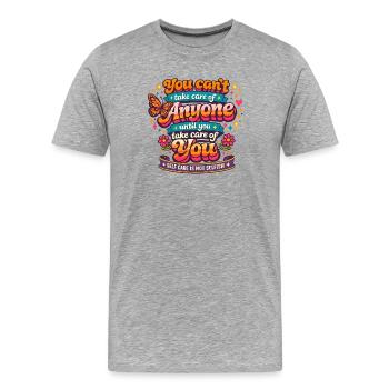 Self-care first - Men's Premium Organic T-Shirt - heather grey - Front - Damien (186cm)