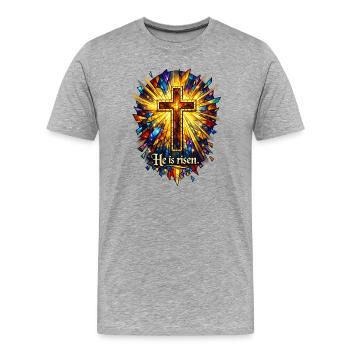 Il est ressuscité - T-shirt bio Premium Homme - gris chiné - Devant - Damien (186cm)
