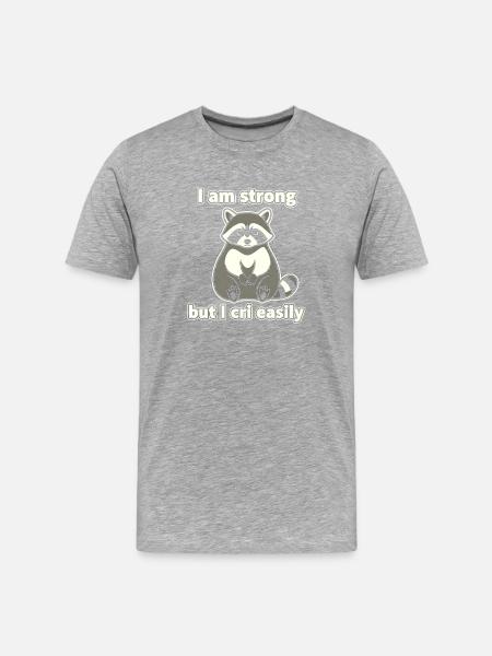 Starker Waschbär – weine leicht - Männer Premium Bio T-Shirt - Grau meliert