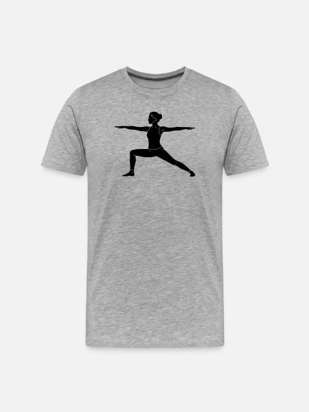 Warrior Yoga Pose Silhouette - Men's Premium Organic T-Shirt - heather grey
