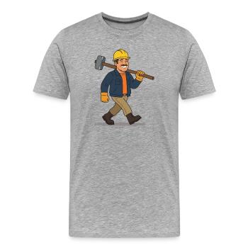 Ouvrier du bâtiment drôle avec un marteau-piqueur - T-shirt bio Premium Homme - gris chiné - Devant - Damien (186cm)
