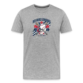 Red White Baseball All Star Spirit - Männer Premium Bio T-Shirt - Grau meliert - Vorne - Damien (186cm)