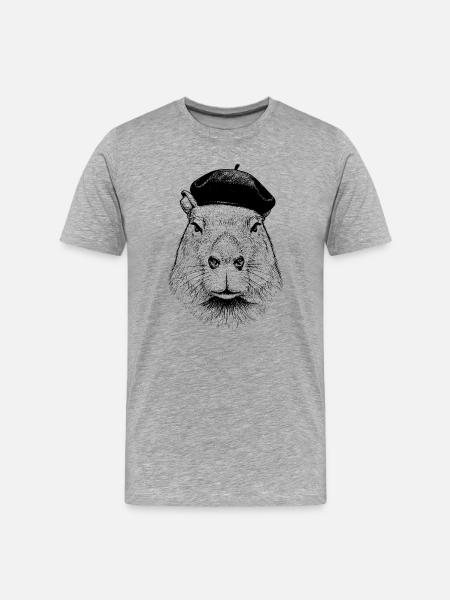 Capybara with Beret - Men's Premium Organic T-Shirt - heather grey
