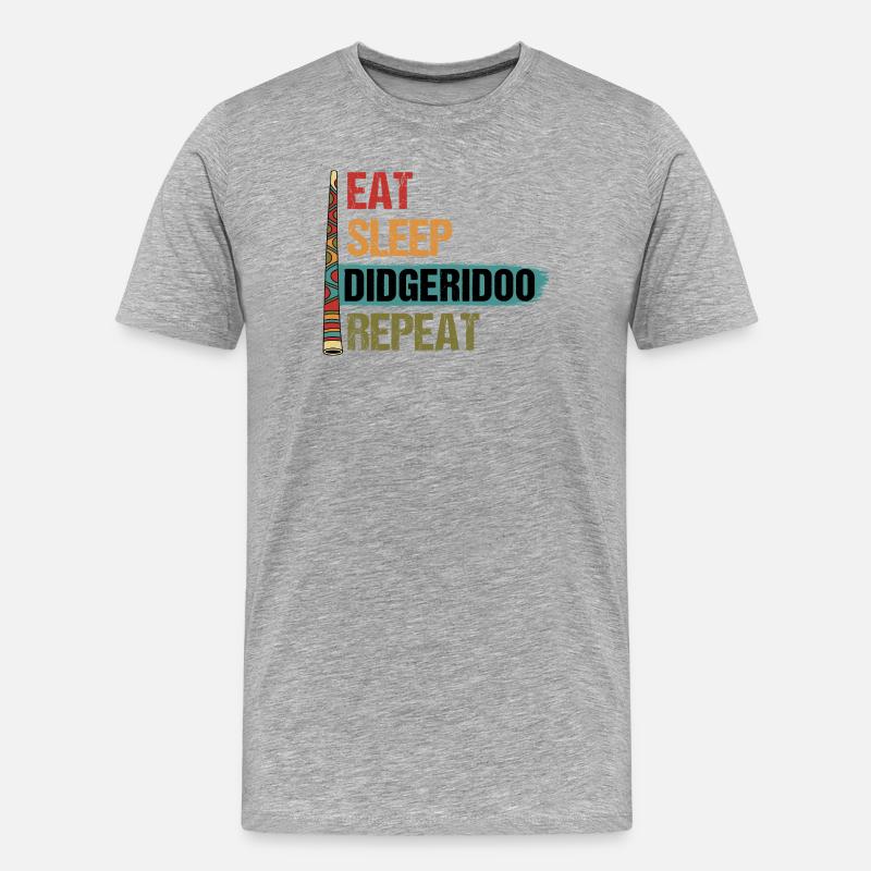 Essen Schlaf Didgeridoo Wiederholen - Männer Premium Bio T-Shirt - Grau meliert