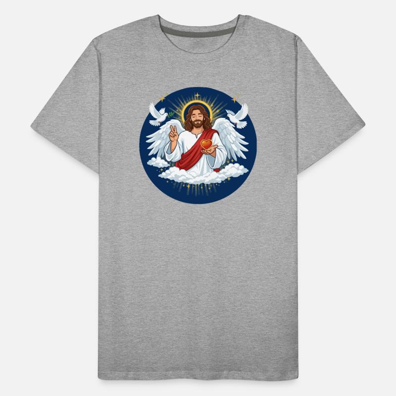 Himmlische Liebe: Jesus mit Herz Männer Premium Bio T-Shirt