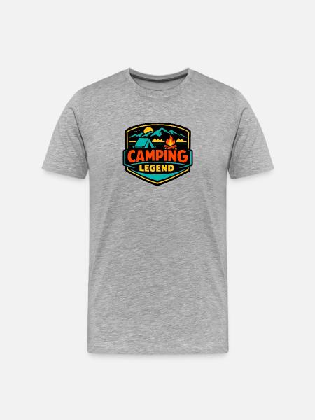 Camping Legend Abzeichen - Männer Premium Bio T-Shirt - Grau meliert