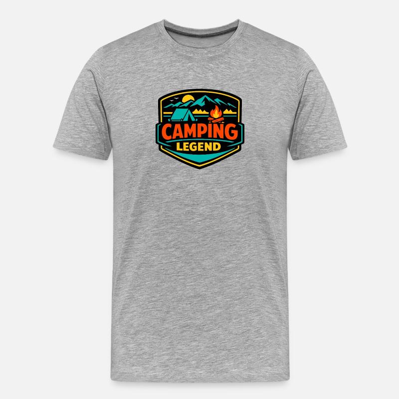 Camping Legend Abzeichen - Männer Premium Bio T-Shirt - Grau meliert