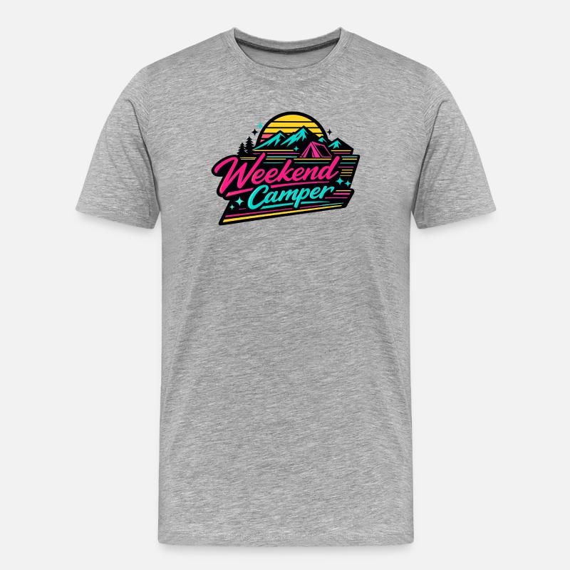 Weekend Camper Neon Retro - Männer Premium Bio T-Shirt - Grau meliert