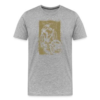 BMX VTT Descente Grunge Silhouette Grunge - T-shirt bio Premium Homme - gris chiné - Devant - Damien (186cm)