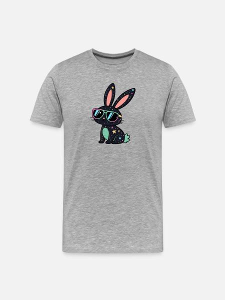 Galactic Rabbit Neon Glasses - Men's Premium Organic T-Shirt - heather grey
