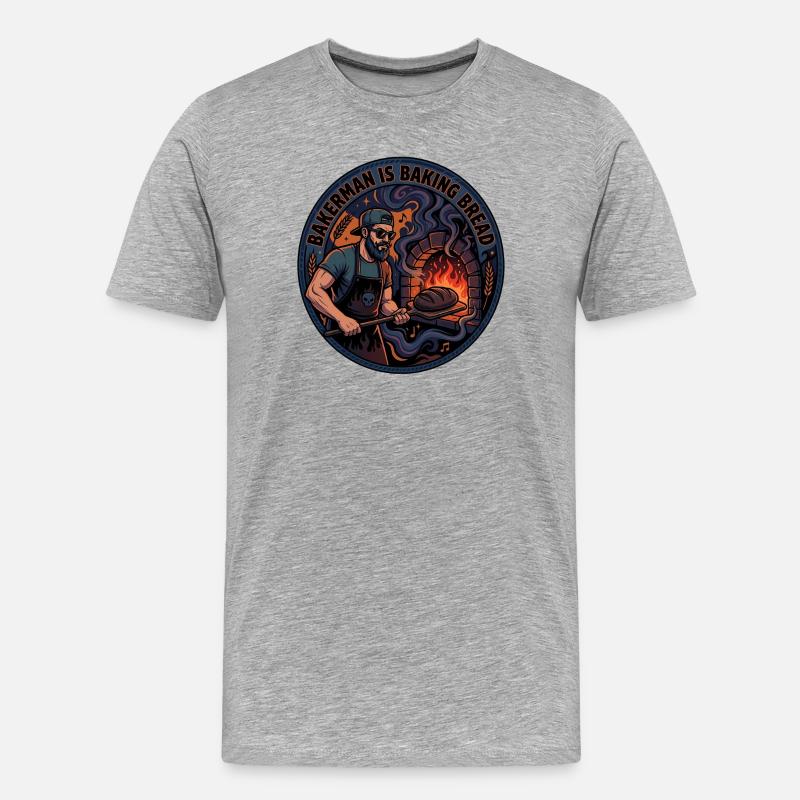 Bäckermeister am Backofen - Männer Premium Bio T-Shirt - Grau meliert