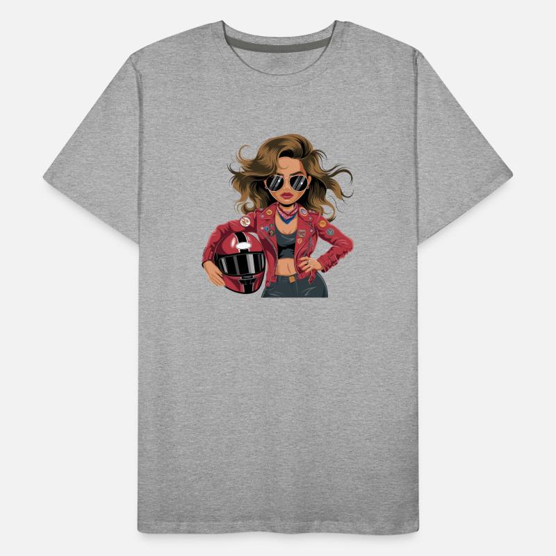 Cool biker with red leather jacket sunglasses Men's Premium Organic T-Shirt