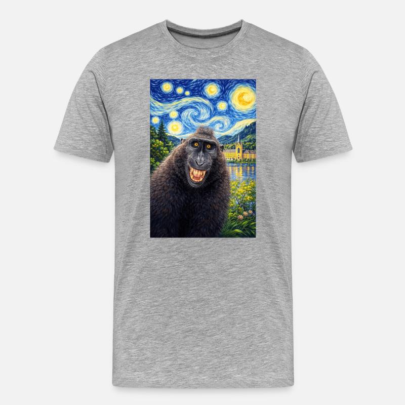Makake Sternennacht - Männer Premium Bio T-Shirt - Grau meliert