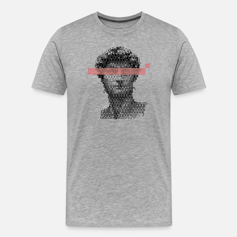 Digital David Michelangelo Pixel-Design - Männer Premium Bio T-Shirt - Grau meliert
