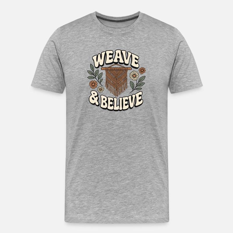 Weben & glauben | Makramee Boho - Männer Premium Bio T-Shirt - Grau meliert