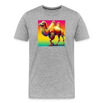 Kamel - Männer Premium Bio T-Shirt - Grau meliert - Vorne - Damien (186cm)