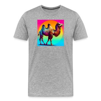 Kamel - Männer Premium Bio T-Shirt - Grau meliert - Vorne - Damien (186cm)