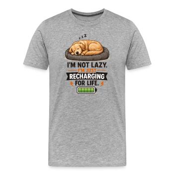 Recharge Mode: Sleepy Pup - Men's Premium Organic T-Shirt - heather grey - Front - Damien (186cm)