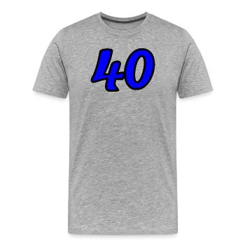 40. 40 ANS. 40e ANNIVERSAIRE. ANNIVERSAIRE 40 ANS. - T-shirt bio Premium Homme - gris chiné - Devant - Damien (186cm)