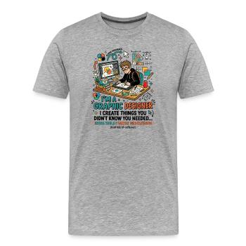 Outils de graphisme : Dire sur l’humour - T-shirt bio Premium Homme - gris chiné - Devant - Damien (186cm)