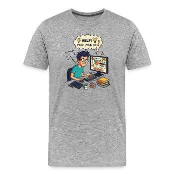 Graphiste Designer Chaos Export Panic - T-shirt bio Premium Homme - gris chiné - Devant - Damien (186cm)
