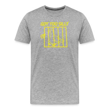 Un oiseau en cage – C’est devenu trop ridicule - T-shirt bio Premium Homme - gris chiné - Devant - Damien (186cm)