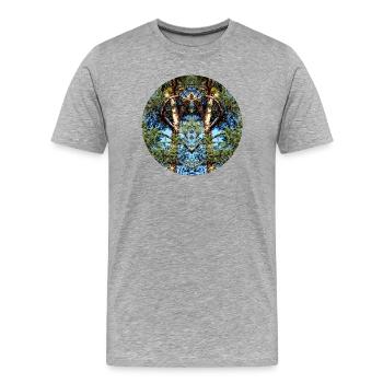 Cœur du Mandala de la Nature dans l’Arbre - T-shirt bio Premium Homme - gris chiné - Devant - Damien (186cm)