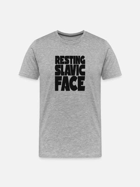 Resting Slavic Face Osteuropa Spruch - Männer Premium Bio T-Shirt - Grau meliert